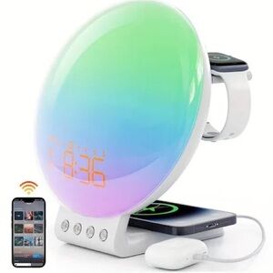 Smart Sunrise Alarm Clock App Control Bluetooth Charger